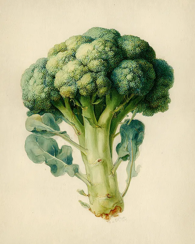 Akvarell av broccoli